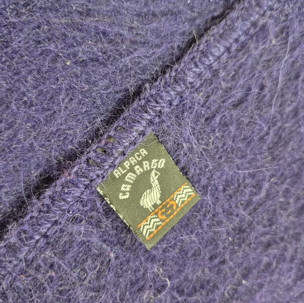 Alpaca Blend Purple Scarf With Fringe - Picture 3 of 4
